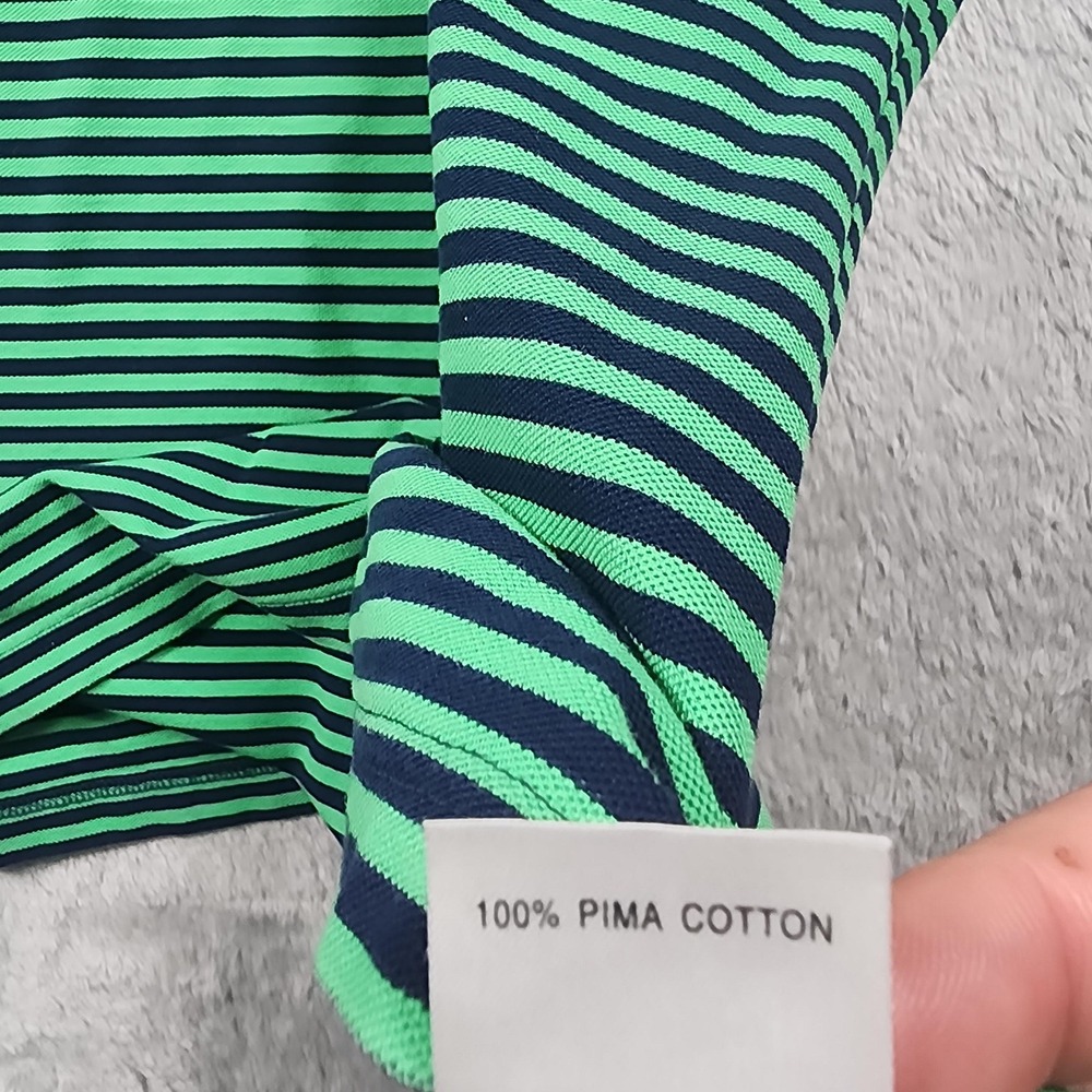Masters Collection Polo Shirt Mens XL Green Navy Stripe Masters Golf Pima Cotton - Picture 4 of 11